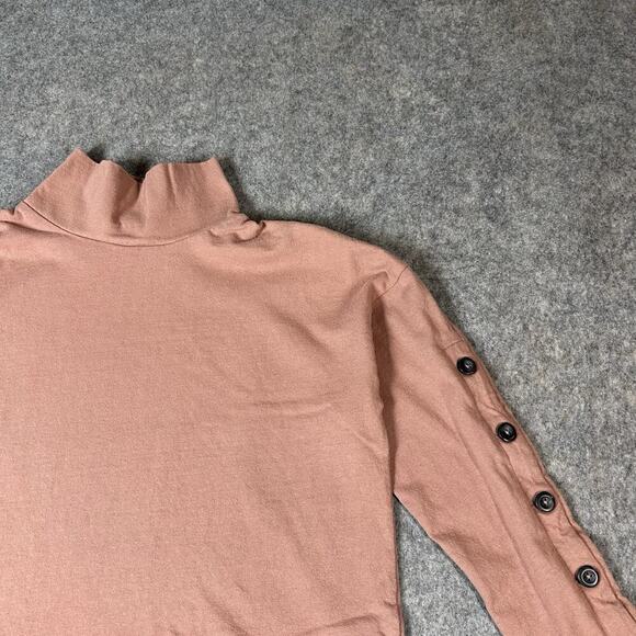 Madewell Button Sleeve Turtleneck Women’s Top Small Mauve Cotton - Picture 7 of 8